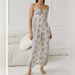 UO Out From Under Hollis Lounge Jumpsuit Printed Ruched Pocket Harem Leg New XL